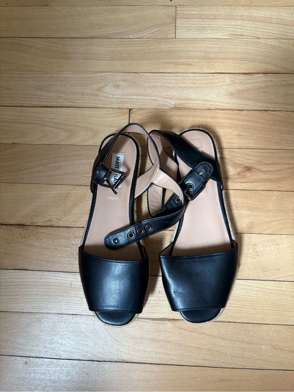 Matt & Nat Black Open-Toe Slingback Sandals with Buckle Detail